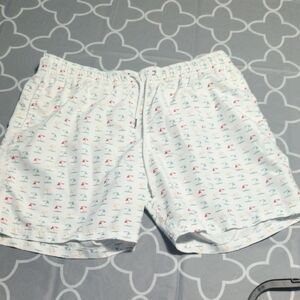 Men’s Stylish White Swim Trunks with Multicolor Print